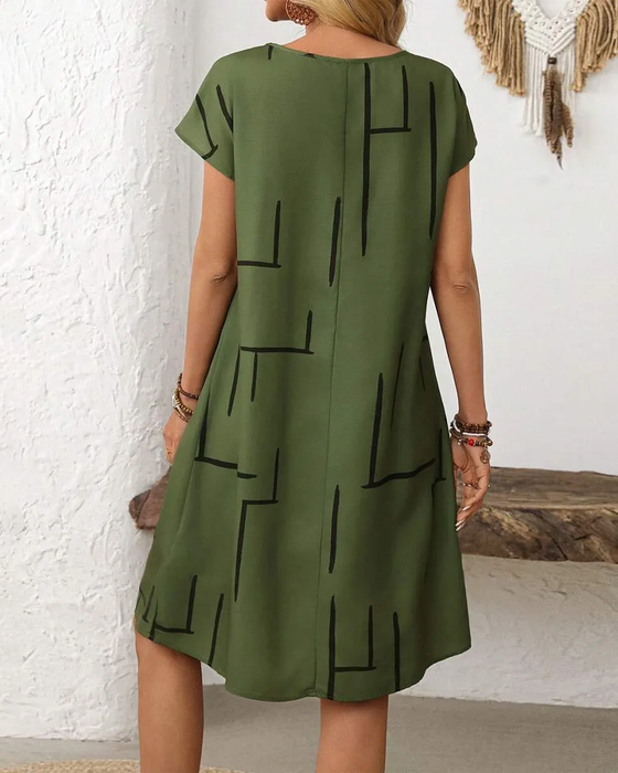 Kjole Dame Sommer Casual Tryk Rund Hals