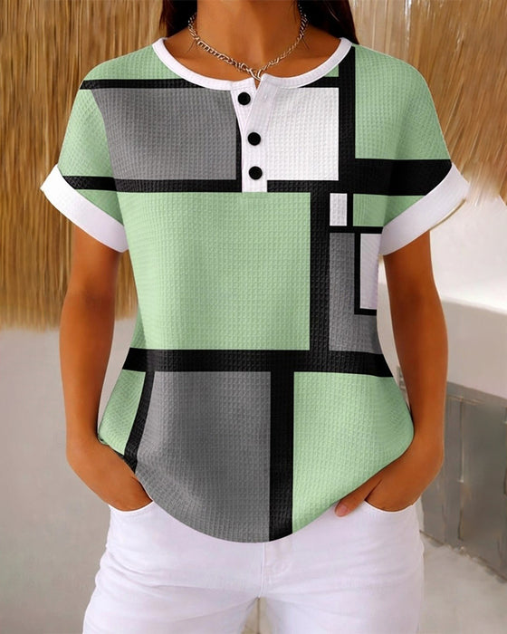 Top Henley Vaffel Geometrisk