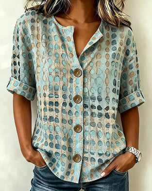 Bluse Polka Dot Knap Print