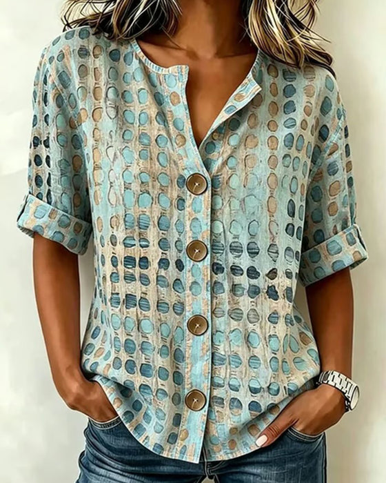 Bluse Polka Dot Knap Print