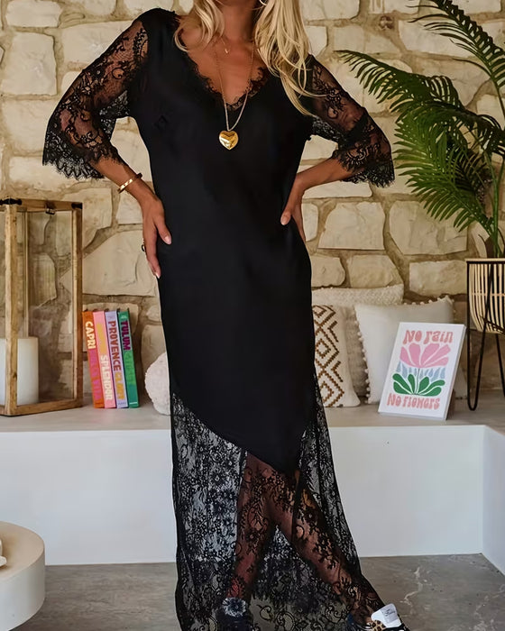 Kjole V-Hals Klaedepanel Elegant