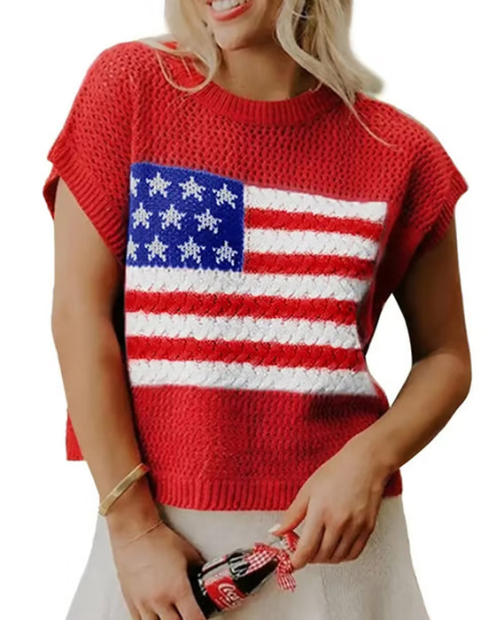 Pullover Flag Mønster Crewneck