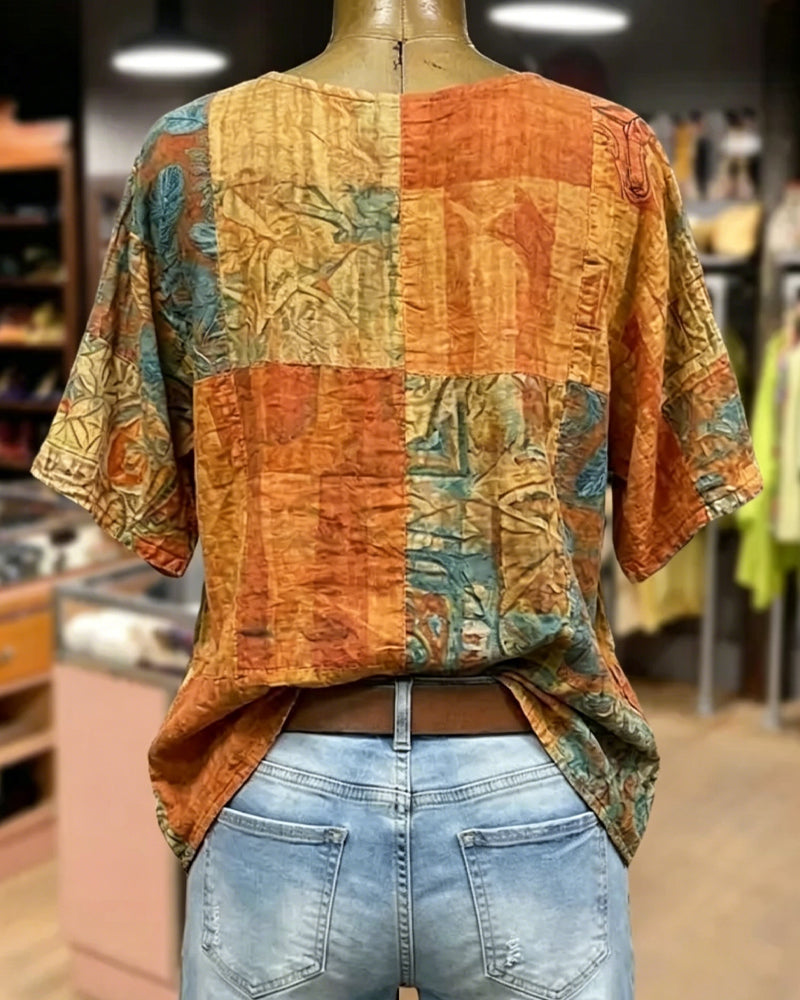 Bluse Vintage Guldsmedetryk Afslappet