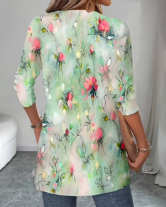 Bluse Falsk To Stykke Blomstret Print