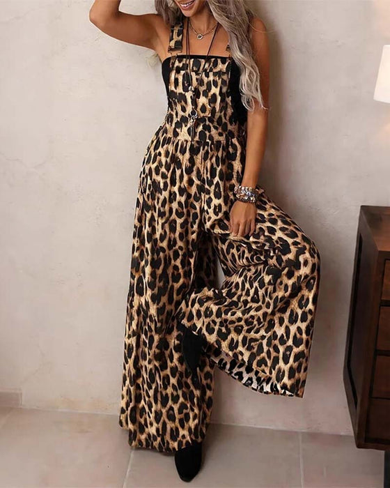 Jumpsuit Leopard Høj Talje Bred Ben Seler