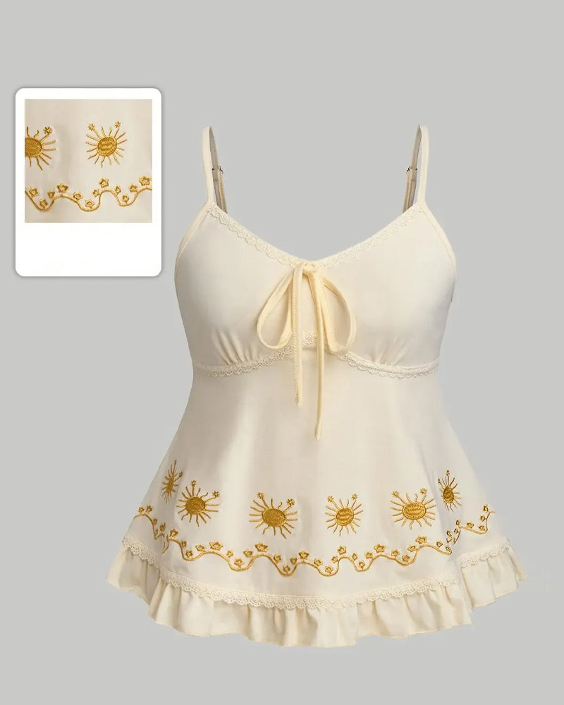 Top Dame Blomster Broderet