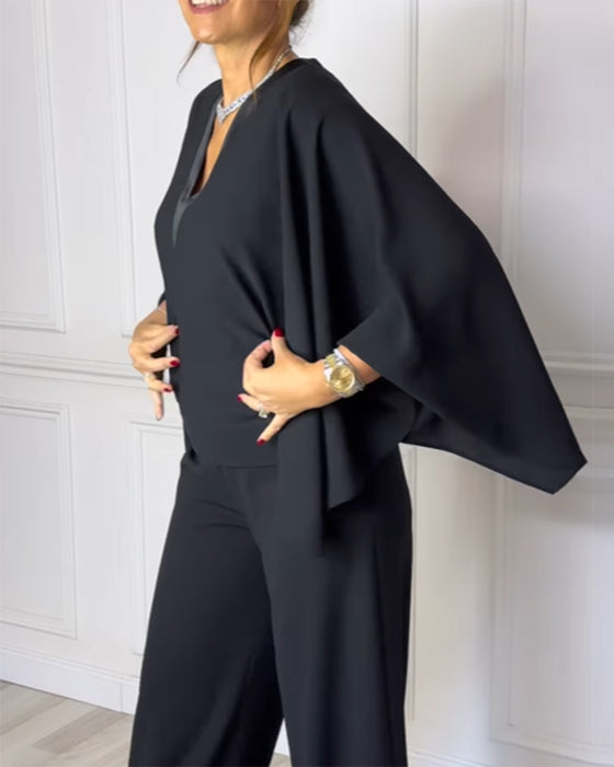 Bluse V-Hals Elegant Butterfly Ærme