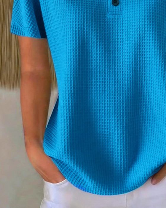 T-shirt Knap V-hals Afslappet