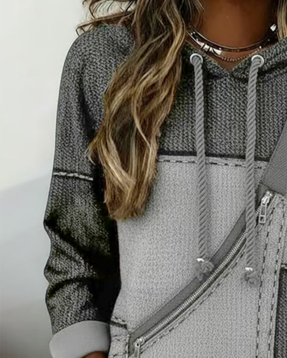 Stilfuld Hættetrøje Med Farveblokke