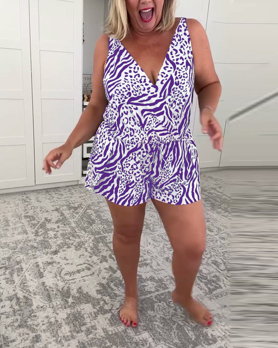 Slim Fit Badedragt Med Zebramønster