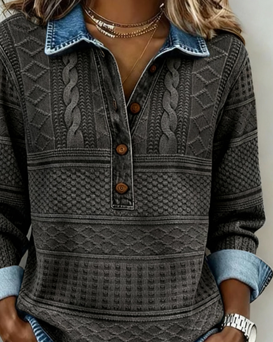 Sweatshirt Moderne Halv Knappet Flip