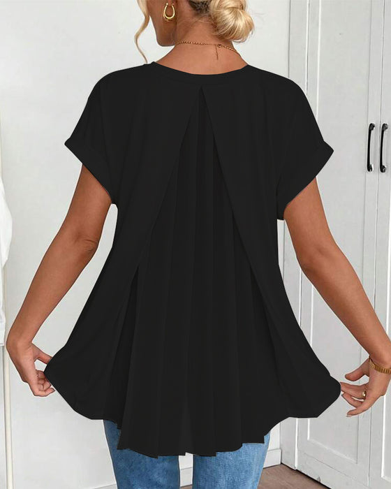 T-Shirt Kortærmet Ensfarvet Patchwork