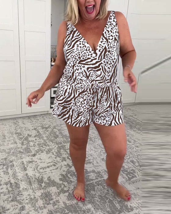 Slim Fit Badedragt Med Zebramønster