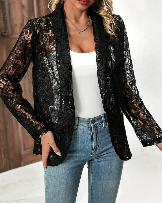 Elegant blazer med blonder