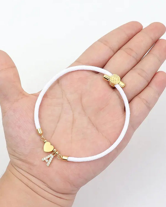 Initialt Hjerte Charm Link Modearmbånd