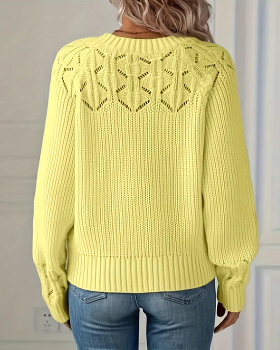Sweater Rundhals Langærmet Perforeret