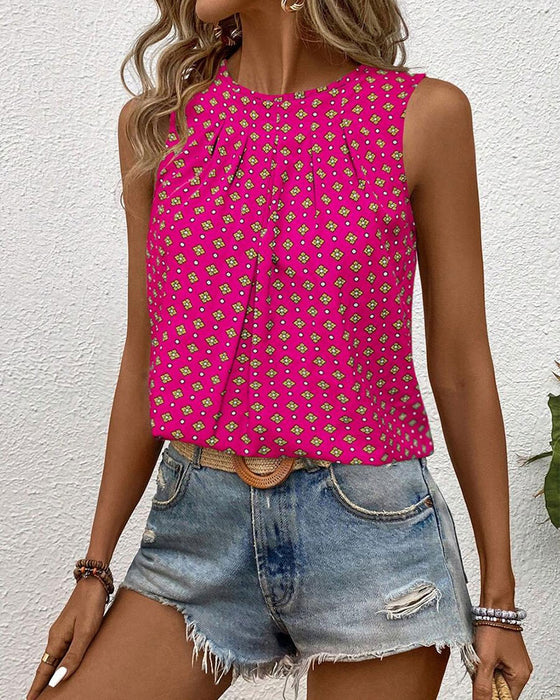 Tanktop Uden Ærmer Rund Hals Trykt