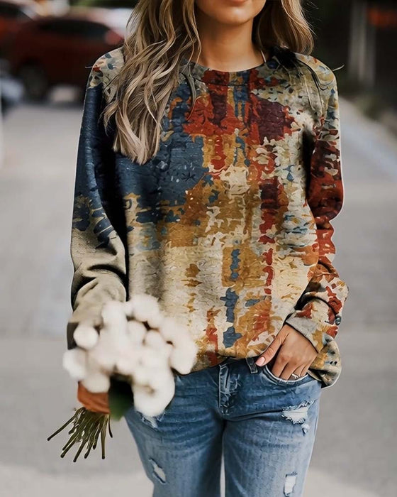 Top Vintage Trykt Afslappet