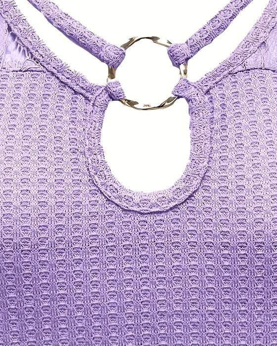 T-Shirt Blonde Panel Strikket