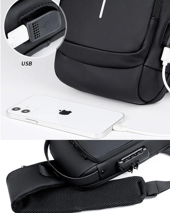 Tyverisikret brysttaske med kodelås