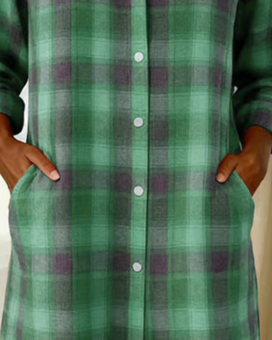 Kjole Skjorte Revers Ternet Knaplukning