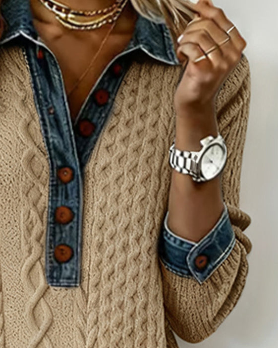 Kravekjole I Denim Med Hulstrik Og Lappearbejde