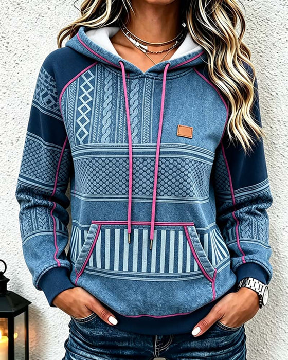 Hoodie Hætte Lang Ærme Afslappet