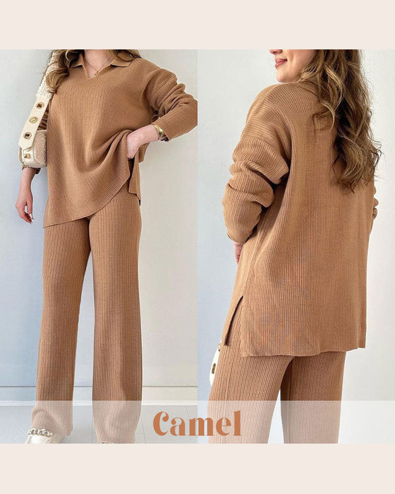 To - delssæt Med Enfarvet Og Strick Egenskaper