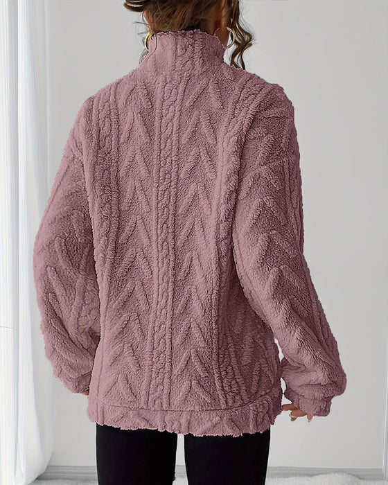 Sweatshirt Dobbelt Sidet Fleece Halv Lynlås