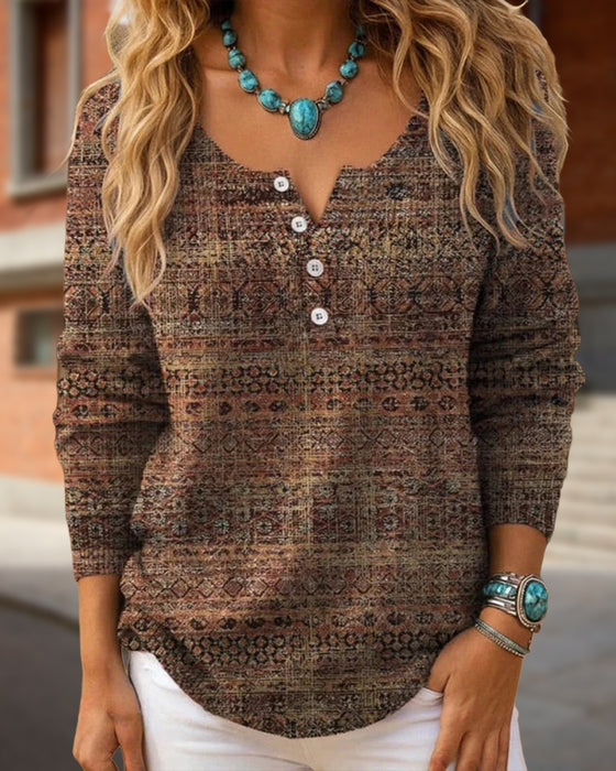 Top Med Vintage Stil, Kausal Stemning Och Knappet Detalj