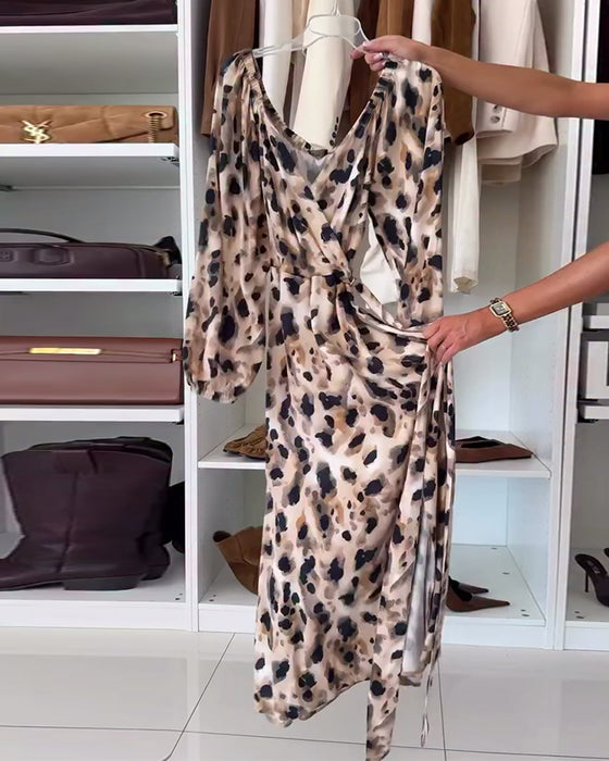 Kjole Sexy V-Hals Printet