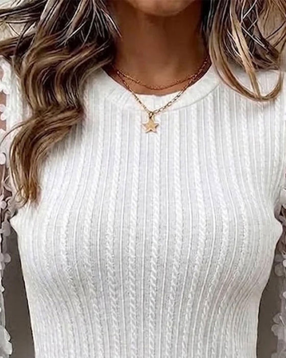 Strikket Top Blonde Net Ærme
