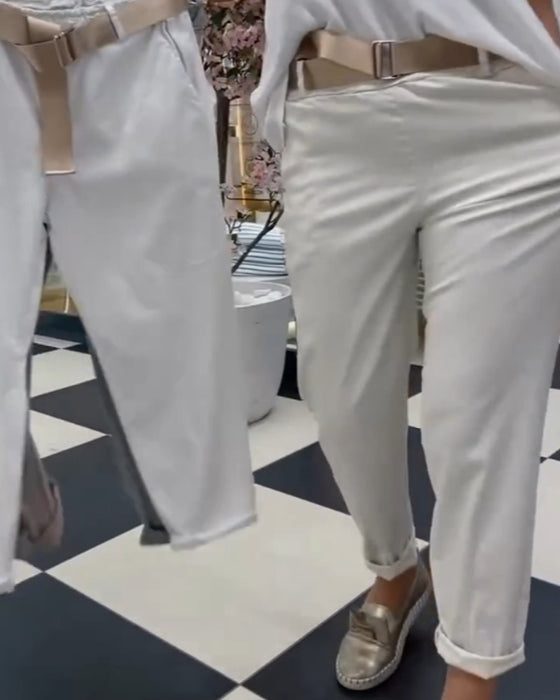 Bukser i ren farve og casual stil