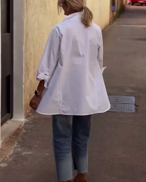 Langærmet Casualskjorte Med Jakkeslag