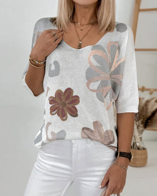 Top Blomstret Strikket