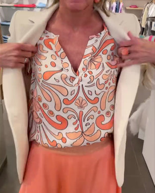 Afslappet bluse med V-udskæring og raglanærmer