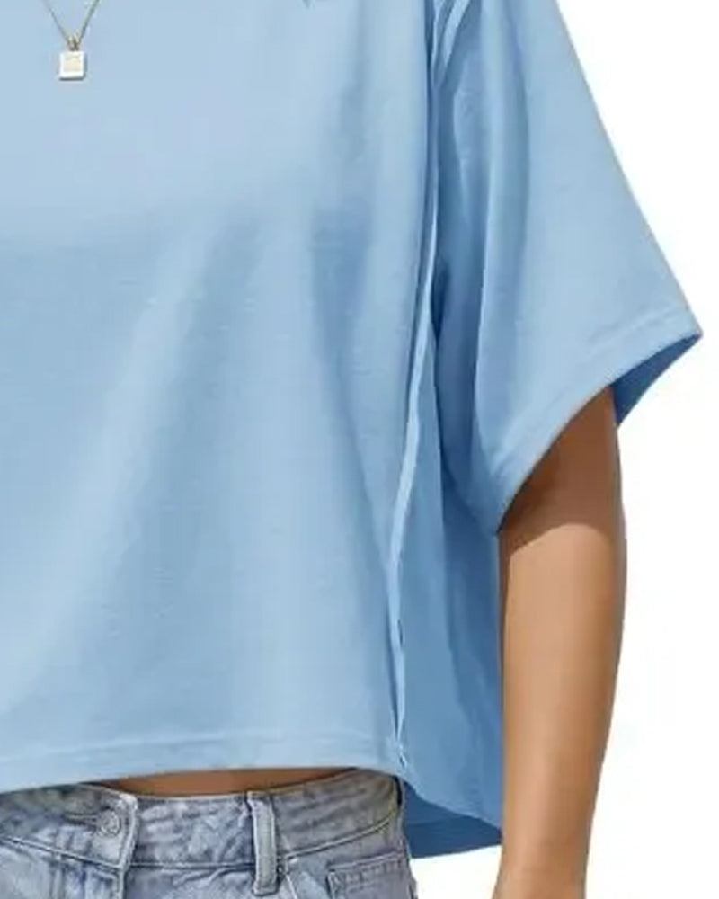 T-Shirts Kort Drop Skulder Løs