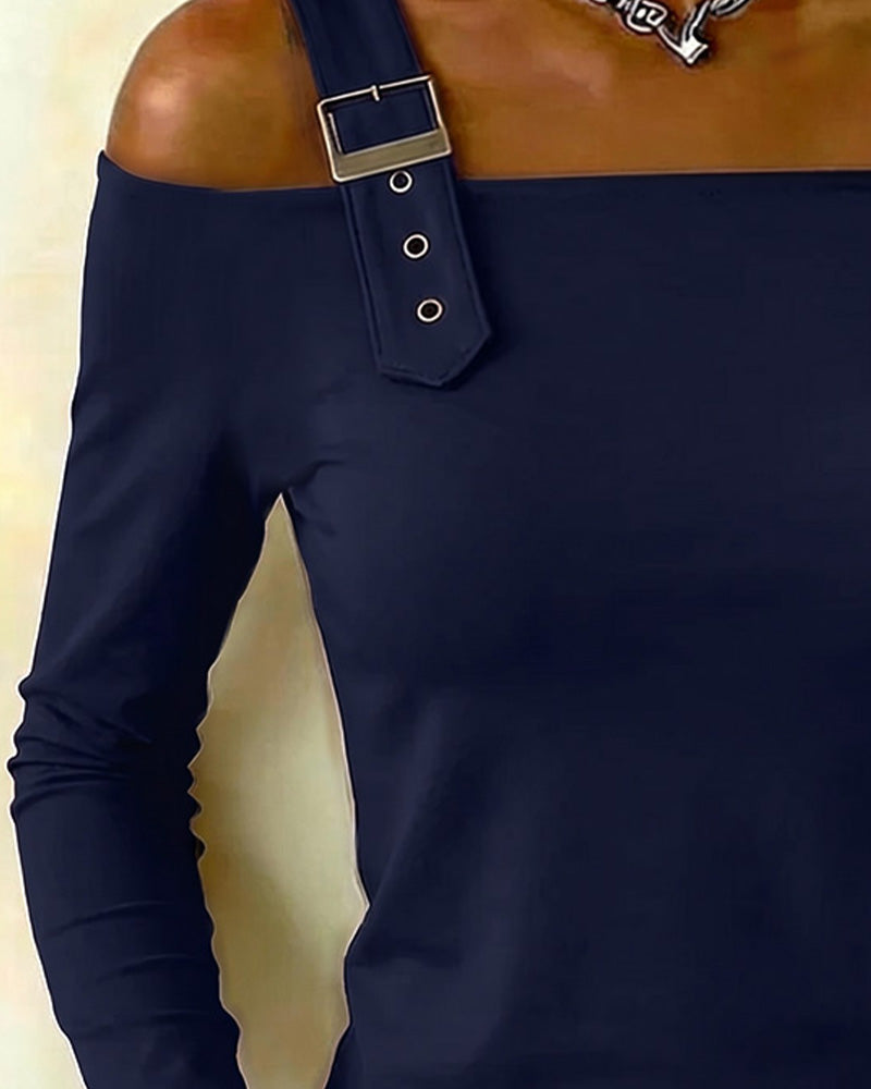 Top Lang Ærme Off-Shoulder Kamisol