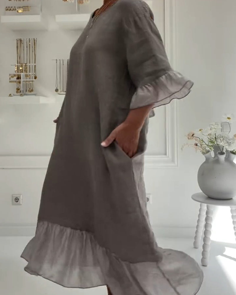 Kjole Ruffle Lomme Casual