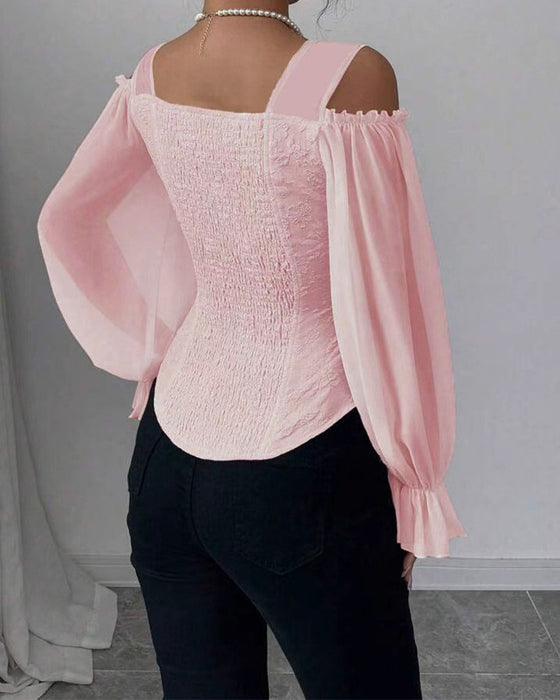 Bluse Off-Shoulder Lang Ærme Talje