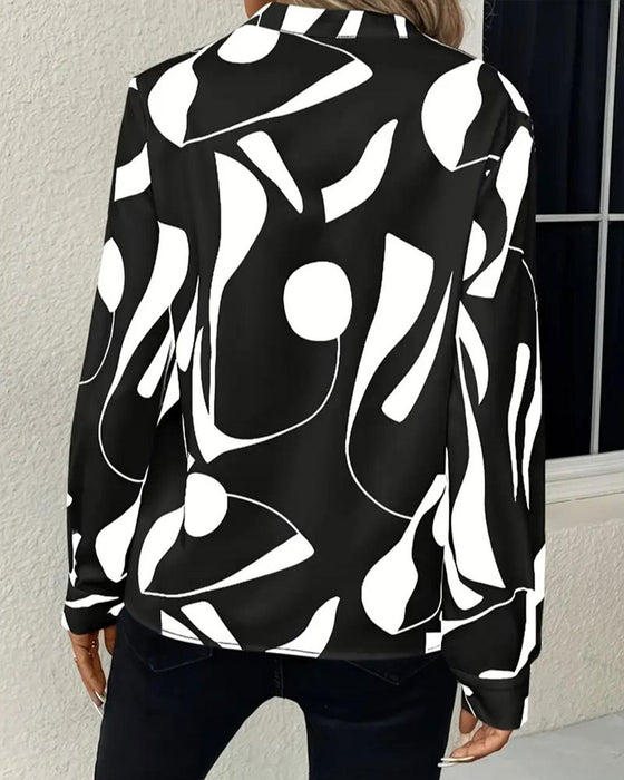 Bluse Abstrakt Geometrisk Tryk