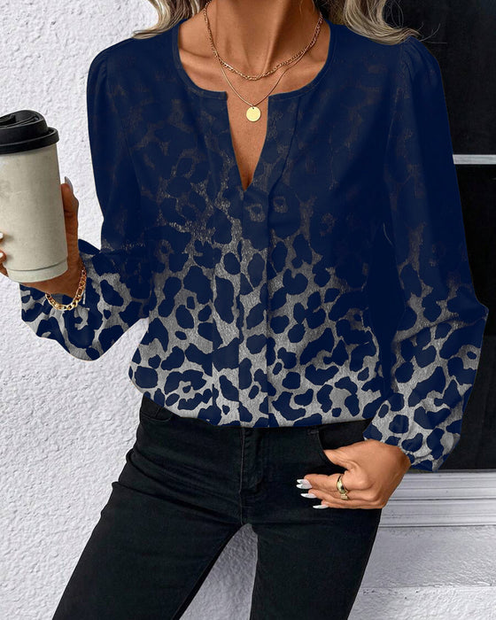 Skjorte Puffærme Gradient Leopardtryk