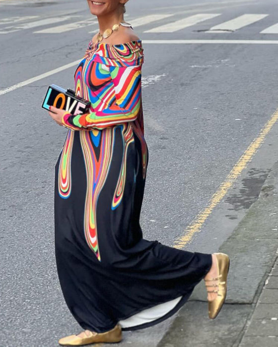 Elegant off-shoulder kjole med lange ærmer