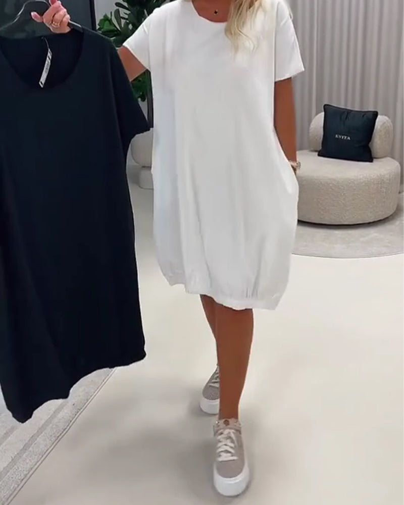 Kjole Kortærme Rund Hals Loose-Fit