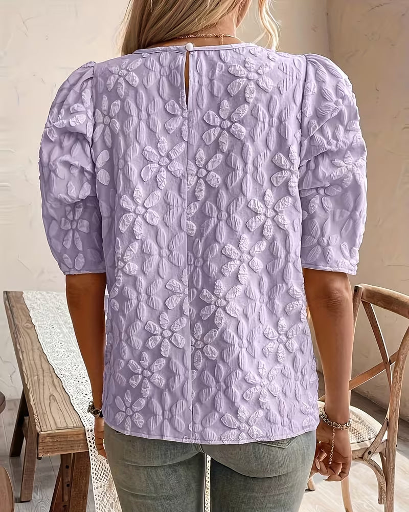 T-Shirt Puffærme Jacquard Kort