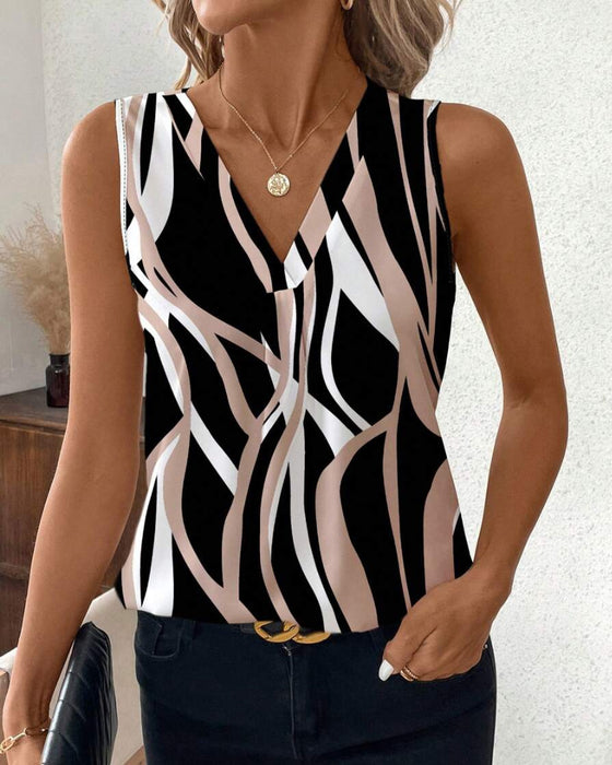 Vest V-hals Blomster Ærmeløs