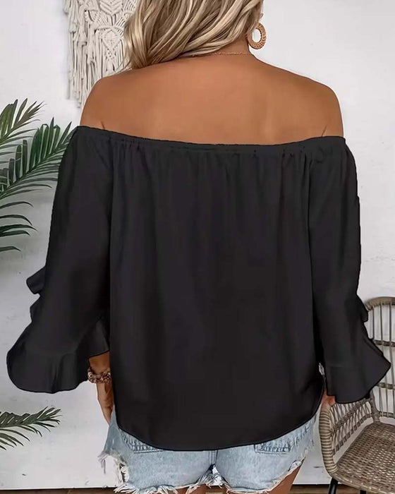 Bluse Bandage Off-Shoulder Rynket Ærme
