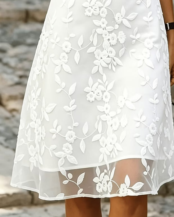 Kjole Skjortekrave Ærmeløs Blonde Sheer