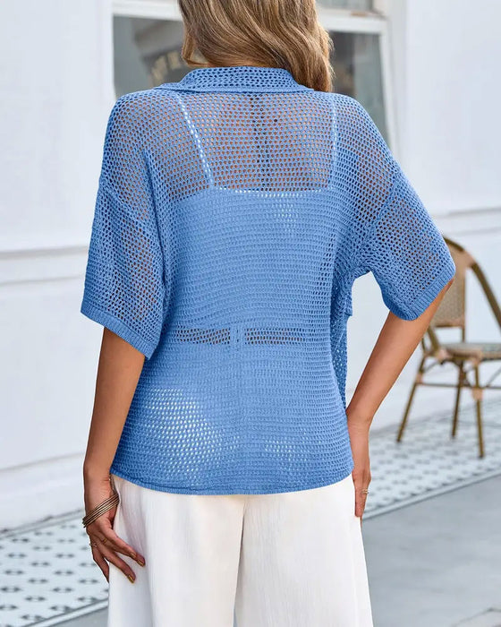 Cardigan Revers Hul Mesh