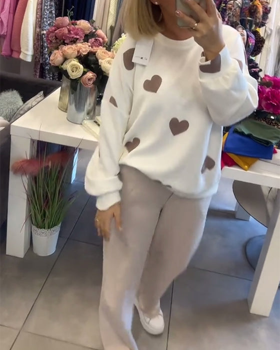 Todelt Sæt Hjerternønster Casual